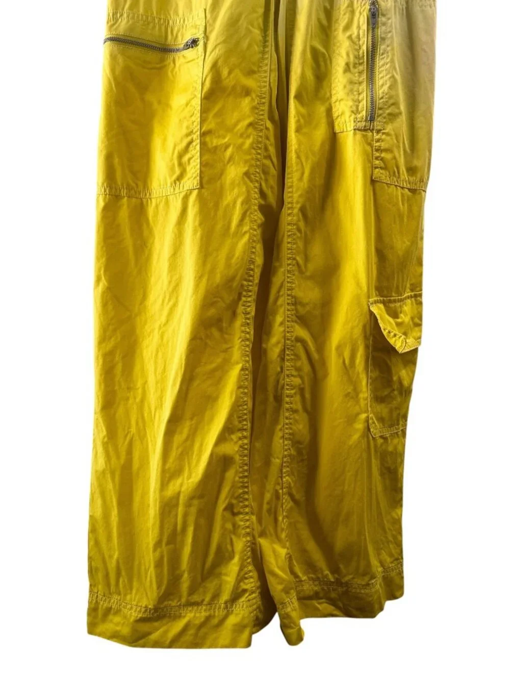 BDG Down Slouchy Overall Coverall Womens Yellow XS Cargo Wide Leg Carpenter Boho